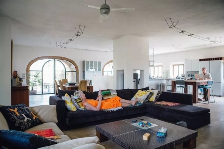 person relaxing on a couch